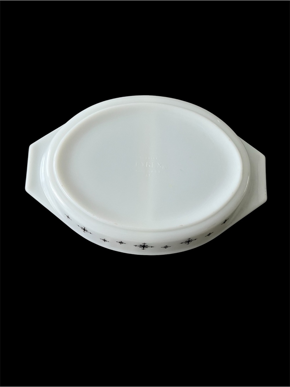 Vintage Pyrex Black Star Atomic Compass 1.5 Qt. Divided Casserole - NO LID - Picture 3 of 5